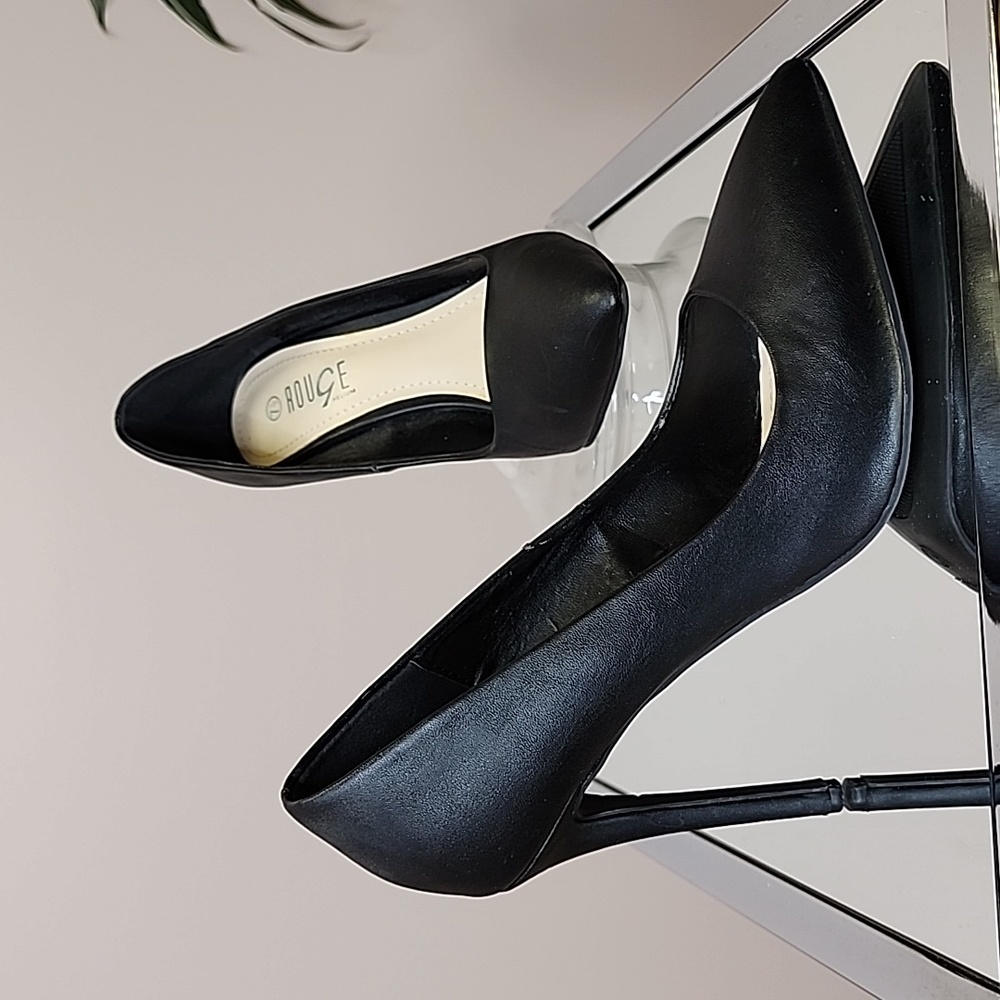 Faux Leather Pumps - Black